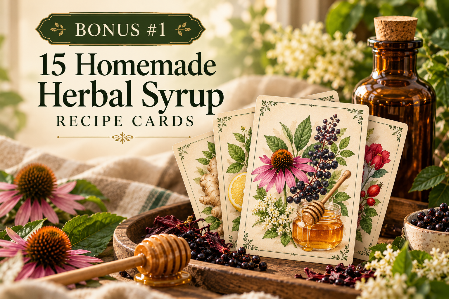 15 Homemade Herbal Syrup Recipe Cards Mockup